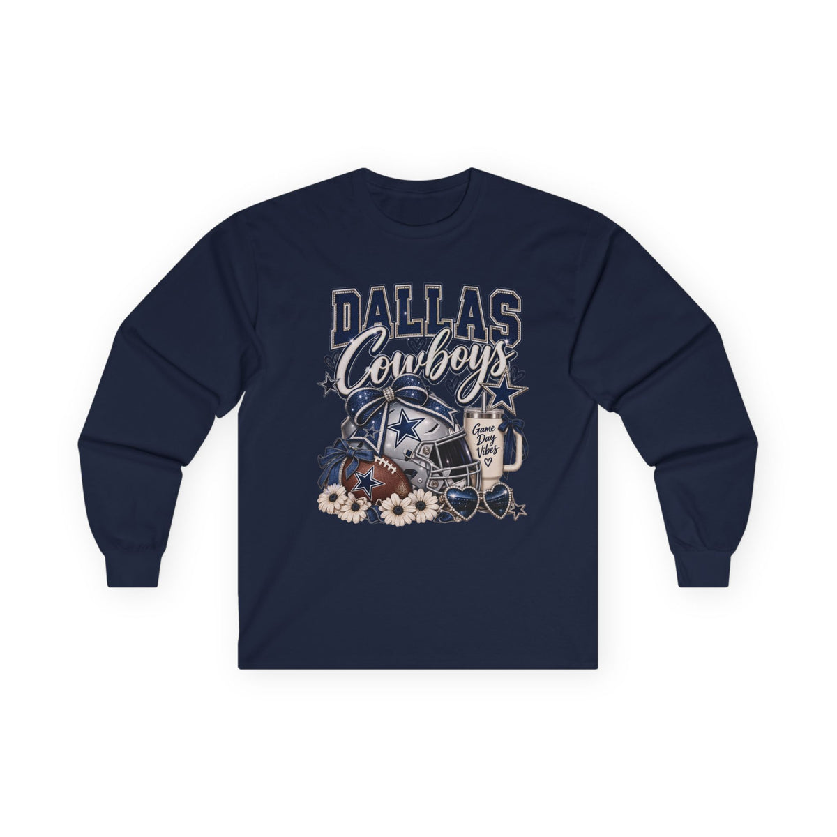 Dallas Cowboys Floral Helmet Long Sleeve Tee