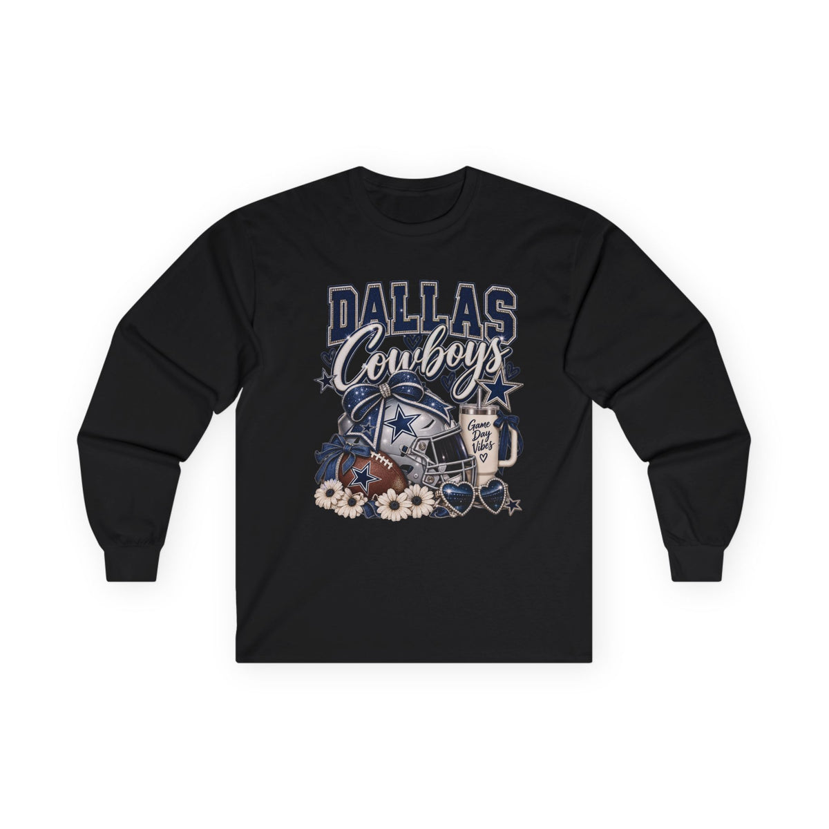 Dallas Cowboys Floral Helmet Long Sleeve Tee