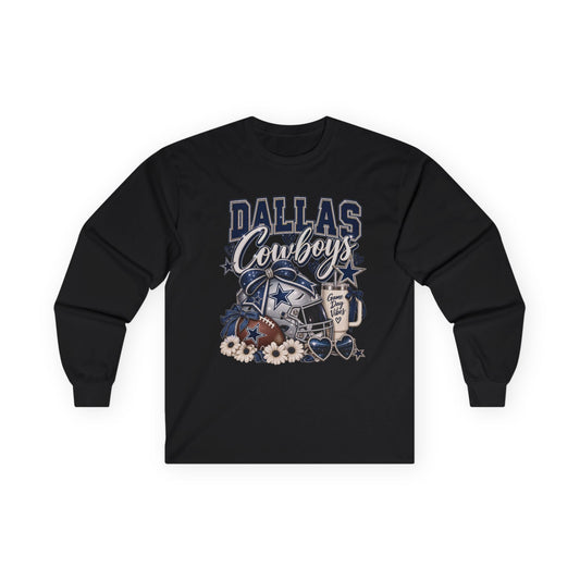 Dallas Cowboys Floral Helmet Long Sleeve Tee