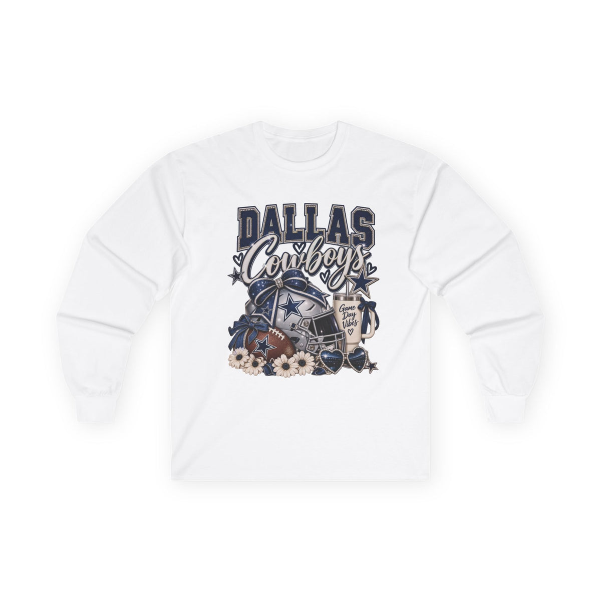 Dallas Cowboys Floral Helmet Long Sleeve Tee