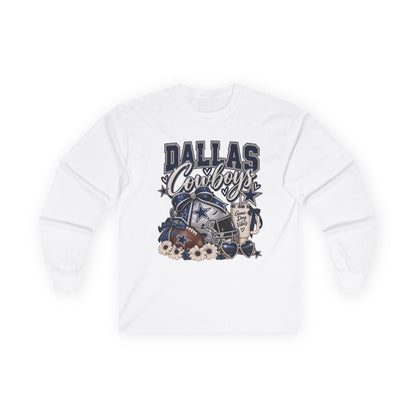 Dallas Cowboys Floral Helmet Long Sleeve Tee