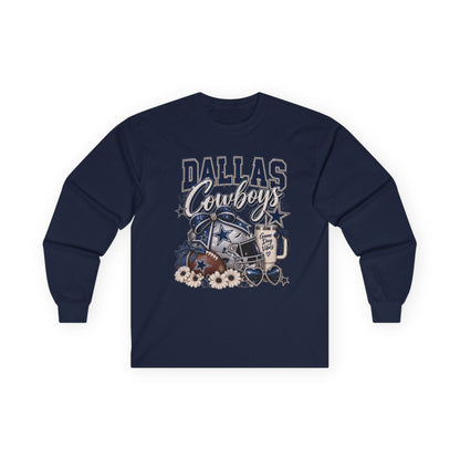 Dallas Cowboys Floral Helmet Long Sleeve Tee